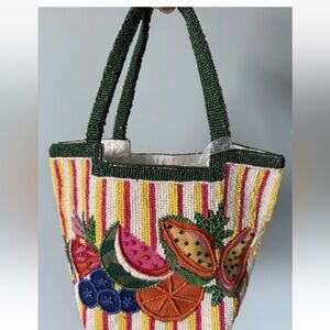 New Release Handcrafted in India Striped Fruit Beaded Bag Satchel Viral TikTok